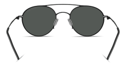 Shop GIORGIO ARMANI Engraved Logo Round Sunglasses in Black online.
