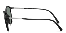 Shop GIORGIO ARMANI Logo Lettering Panthos Sunglasses in Black online.