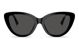 Shop BURBERRY Logo Lettering Cat-Eye Sunglasses in Black online.