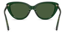 Shop BURBERRY Logo Lettering Cat-Eye Sunglasses in Transparent Green online.