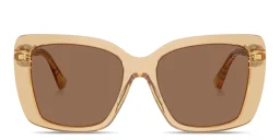 Shop BURBERRY Vintage Check Oversized Square Sunglasses in Transparent Brown online.