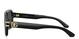 Shop Dolce & Gabbana DG Emblem Aviator Sunglasses in Black online.