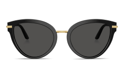 Shop Dolce & Gabbana Engraved Logo Cat-Eye Sunglasses in Black online.
