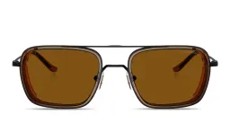 Shop Emporio Armani Eagle Logo Square Sunglasses in Black online.