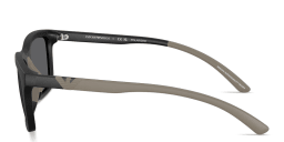 Shop Emporio Armani Eagle Logo Rectangle Sunglasses in Black online.