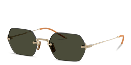 Shop OLIVER PEOPLES TK-13 Unisex Rimless Irregular Sunglasses in Gold online.