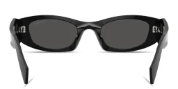 Shop PRADA Logo Signature Oval Sunglasses in Black online.