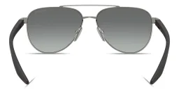 Shop Prada Linea Rossa Logo Signature Aviator Sunglasses in Matte Grey online.