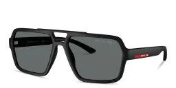 Shop Prada Linea Rossa Logo Signature Aviator Sunglasses in Black online.
