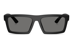 Shop Prada Linea Rossa Logo Signature Rectangle Sunglasses in Matte Black online.