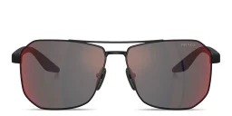 Shop Prada Linea Rossa Logo Signature Pilot Sunglasses in Black online.