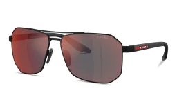 Shop Prada Linea Rossa Logo Signature Pilot Sunglasses in Black online.