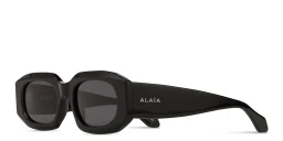 Shop ALAIA Logo Signature Rectangle Sunglasses in Black online.