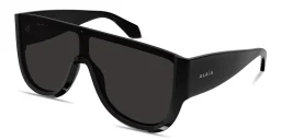 Shop ALAIA Logo Lettering Wide Mask Sunglasses in Black online.
