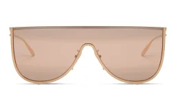 Shop ALAIA Bustier Wide Oversized Mask Sunglasses in Gold online.
