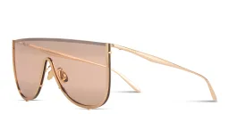 Shop ALAIA Bustier Wide Oversized Mask Sunglasses in Gold online.