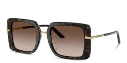 Shop Dolce & Gabbana Engraved Logo Oversized Square Sunglasses in Havana online.