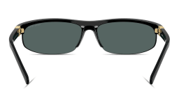 Shop MIU MIU Vertical Logo Wide Half-Rim Oval Sunglasses in Black online.