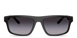 Shop Emporio Armani Eagle Logo Rectangle Sunglasses in Matte Black online.