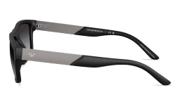 Shop Emporio Armani Eagle Logo Rectangle Sunglasses in Matte Black online.