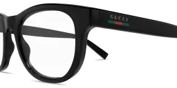 Shop GUCCI Web Square Eyeglasses in Black online.
