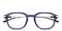 Shop GUCCI Web Rectangle Eyeglasses in Blue online.