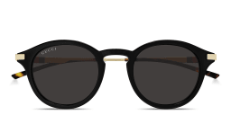 Shop GUCCI Web Round Sunglasses in Black online.