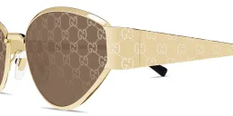 Shop GUCCI GG Motif Irregular Sunglasses in Gold online.