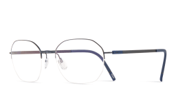 Shop Silhouette Dynamic Dawn Unisex Half-Rim Irregular Eyeglasses in Navy Blue online.