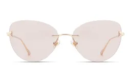 Shop EYE'M Rimless Cat-Eye Sunglasses in Gold online.