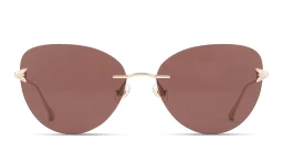 Shop EYE'M Rimless Cat-Eye Sunglasses in Light Gold online.