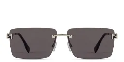 Shop FENDI Sky Rimless Rectangle Sunglasses in Silver online.