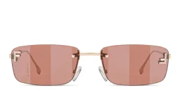 Shop FENDI Fendi First Crystals Rimless Rectangle Sunglasses in Yellow online.