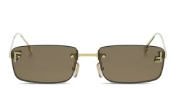 Shop FENDI Fendi First Crystals Rimless Rectangle Sunglasses in Light Gold online.