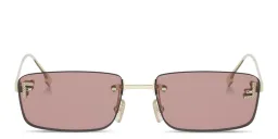 Shop FENDI Fendi First Crystals Rimless Rectangle Sunglasses in Light Gold online.