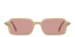 Shop FENDI Selleria Rectangle Sunglasses With Blue Light Lenses in Brown online.
