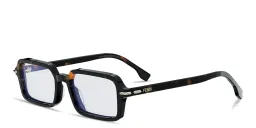 Shop FENDI Selleria Rectangle Sunglasses With Blue Light Lenses in Havana online.