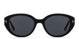 Shop TOM FORD T Logo Oval Sunglasses in Black online.