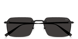 Shop Dunhill Rollagas Titanium Rimless Rectangle Sunglasses in Black online.