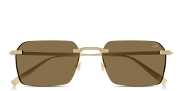 Shop Dunhill Rollagas Titanium Rimless Rectangle Sunglasses in Gold online.