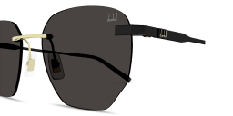 Shop Dunhill Logo Signature Rimless Irregular Sunglasses in Black online.