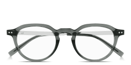 Shop Dunhill Heritage Lock Hinge Combi Panthos Eyeglasses in Transparent Grey online.
