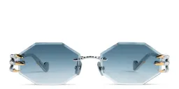 Shop ANNA KARIN KARLSSON The Claw & The Nest Unisex Rimless Irregular Sunglasses in Gold & White online.