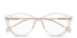 Shop Chloe Logo Signature Panthos Eyeglasses in Transparent Pink online.