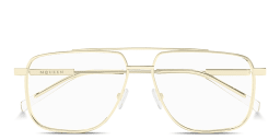 Shop Alexander McQueen Logo Signature Unisex Wide Pilot Eyeglasses in Gold online.