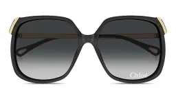 Shop Chloe Engraved Logo Oversized Square Sunglasses in Black online.