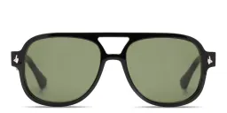 Shop SESTINI Undici Unisex Oversized Aviator Sunglasses in Black online.