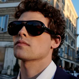 Shop SESTINI Sedici Unisex Aviator Sunglasses in Shiny Black online.