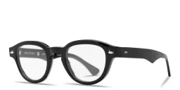 Shop SESTINI Sei E Mezzo Unisex Panthos Eyeglasses with Blue Light Filter in Shiny Black online.