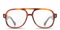 Shop SESTINI Undici Unisex Oversized Aviator Eyeglasses with Blue Light Filter in Shiny Honey Tortoise online.